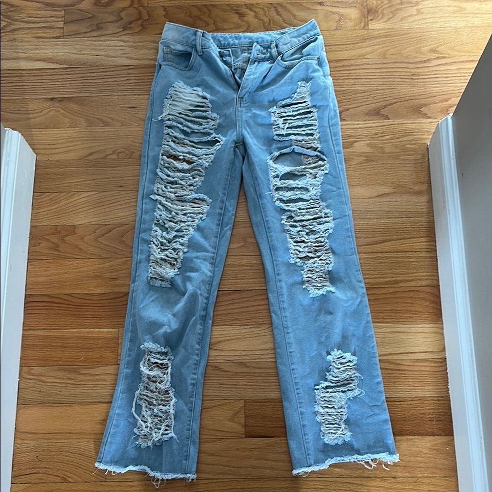 Distressed Light Blue Jeans